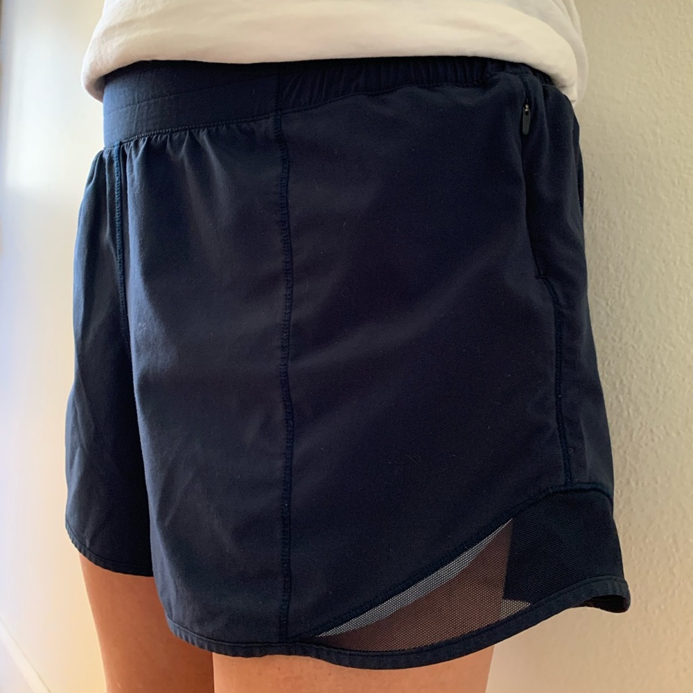 Navy Lululemon Hotty Hot shorts 4” high waisted - Picture 3 of 13